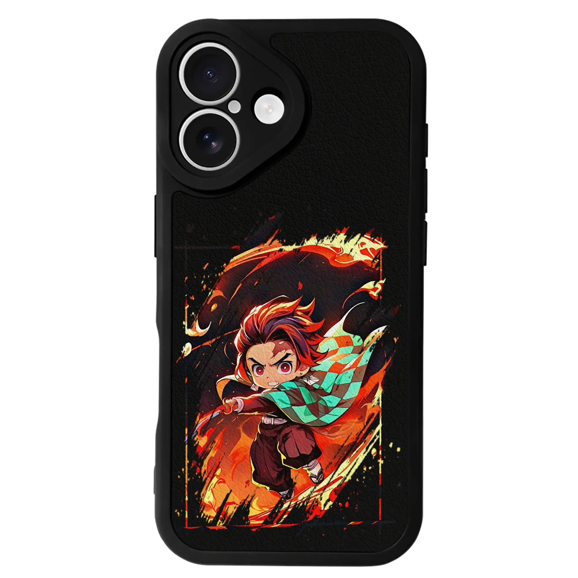 鬼滅の刃 グッズ,竈門 炭治郎 - IPhone 16シリーズ対応 ・ シリコンスマホケース ・ レザー調 ・ 高精度フィット ・ 耐衝撃 ・ ワイヤレス充電対応 ・ 精密カット